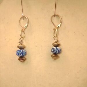 Elegant Blue and Silver Beaded Earrings